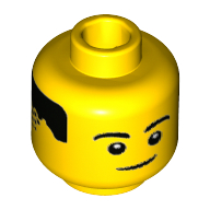 Minifig Head, Eyebrows, Hair on Back, Smile Print Gelb