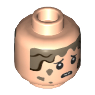 Minifig Head Tim Murphy, Eyebrows, Mud, Scared / Smile Print Hellnougat