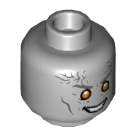 Minifig Head Gorr, Dark Bluish Gray Eyebrows and Lines, Orange Eyes, Evil Smile Print Hellblaugrau