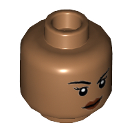 Minifig Head Valkyrie, Eyelashes, Reddish Brown Lips, Smirk / Open Mouth Smile Print Mittelnougat