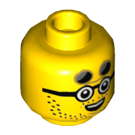 Minifig Head Lone Wolf Biker, Beard Stubble, Open Mouth and Sunglasses / Closed Mouth and Sunglasses Print Yellow