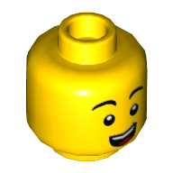 Minifig Head, High Thin Eyebrows, Open Mouth Smile / Shocked with Open Mouth Print Yellow