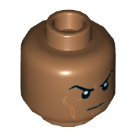 Minifig Head King Namor, Closed Straight Mouth, Nougat Scars, Angry / Smirk print Mittelnougat