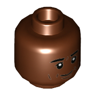 Minifig Head Kingsley Shacklebolt, Cheeck Lines, Slight Smile Print Rotbraun