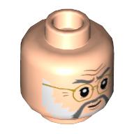 Minifig Head Henry Jones Sr, Dark Bluish Grey Eyebrows, Moustache, White Sideburns, Gold Glasses, Wrinkles print Hellnougat