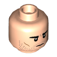 Minifig Head Albert Runcorn / Harry Potter, Stern with Stubble Beard / Lightning Scar with Round Glasses Print Hellnougat