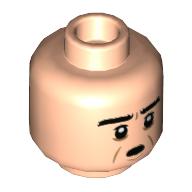 Minifig Head Satipo, Raised Eyebrow, Scared / Surprised print Light Nougat