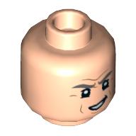 Minifig Head Belloq, Dark Bluish grey Eyebrows, Wrinkles, Smirk print Light Nougat