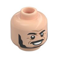 Minifig Head Sallah, Big Black Bears, Raised Eyebrow, Mean Grin print Light Nougat