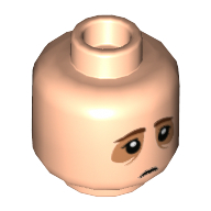 Minifig Head Haunted Mansion Butler, Dark Brown Eyebrows, Nougat Eyeshadows, Sad Print Light Nougat