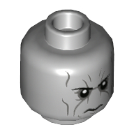 Minifig Head Ebony Maw, Dark Bluish Grey Contour Lines, Closed Mouth, Angry print Light Bluish Gray