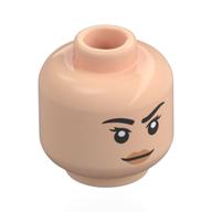 Minifig Head Scarlet Witch, Eyebrows, Eyelashes, Peach Lips, Stern / Angry with Red Eyes print Light Nougat