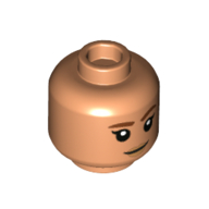 Minifig Head Omega, Reddish Brown Eyebrows, Slight Smile / Angry Open Mouth Print Nougat