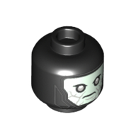 Minifig Head Fifth Brother, Light Aqua Face, Light Bluish Gray Eyes Print Black