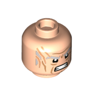 Minifig Head Miles Quartich, Bushy Light Bluish Grey Eyebrows, Scars, Angry Mouth, Clenched Teeth Print Light Nougat