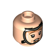 Minifig Head Grace Augustine, Reddish Brown Eyelashes, Stern / Worried, Breathing Mask print Light Nougat