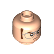 Minifig Head Dwight Schrute, Silver Glasses, Reddish Brown Sideburns, Angry / Smirk print Hellnougat