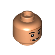 Minifig Head Oscar Martinez, Reddish Brown Contour Lines, Slight Smile with Thin Open Mouth / Serious print Nougat