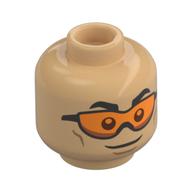 Minifig Head, Orange Visors, Confident/Determined print Warmes Beige