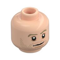 Minifig Head Brian O'Conner, Dark Tan Eyebrows and Stubble Print Hellnougat