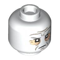 Minifig Head Darth Vader, Dark Tan Wrinkles and Scars, Light Nougat Eyeshadow Print Weiß