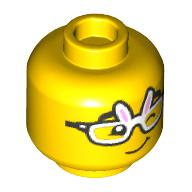 Minifig Head Bunny Glasses, Wink, Smile print in 
