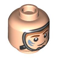 Minifig Head Spider, Mask, Sand Blue Markings, Reddish Brown Eyebrows, Smile / Angry Print Hellnougat