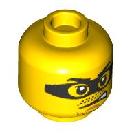 Minifig Head, Eyemask, Stubbled Beard, Moustache, Angry Lopsided Grin print in 