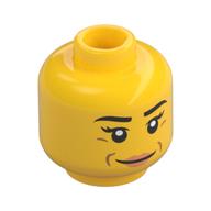 Minifig Head, Dark Orange Wrinkles, Pink Lips print Gelb