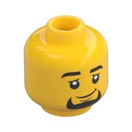 Minifig Head, Thick Eyebrows, Goatee, Smile Print Yellow