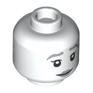 Minifig Head The Grey Lady, Silver Eyebrows, Lips, Pity Smile/Angry Open Mouth print Weiß