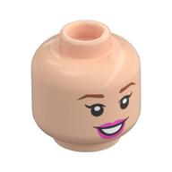 Minifig Head Aurora, Dark Orange Eyebrows, Dark Pink Lips, Open Moth Teeth Smile/Closed Eyes print Hellnougat