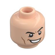 Minifig Head Loki, Eyebrows, Cheek Lines, Grin with Clenched Teeth / Mouth Guard Print Light Nougat