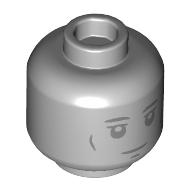 Minifig Head Statue, Dark Bluish Grey Face, Neutral/Frown print Light Bluish Gray