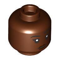 Minifig Head Angelina Johnson, Smile with Teeth / Raised Eyebrow print Rotbraun