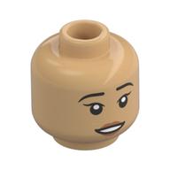 Minifig Head Cho Chang, Medium Nougat Lips, Sad / Open Mouth print Warm Tan
