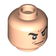Minifig Head Sandman, Thick Black Eyebrows, Angry Frown print Light Nougat