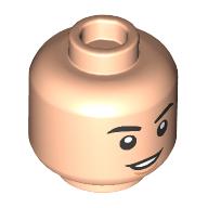 Minifig Head Jungkook, Black Eyebrows, Open Mouth Smile/Surprised Light Nougat