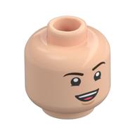 Minifig Head V, Dark Brown Eyebrows, Open Mouth Talking/Wink print Light Nougat