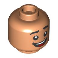 Minifig Head Miguel Rivera, Beauty Mark, Lopsided Smile/Open Mouth Smile print Nougat