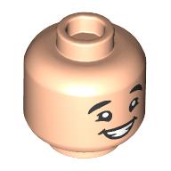 Minifig Head Russell, Back Eyebrows, Chin Dimple, Teeth Smile/Open Mouth Smile print Light Nougat