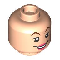 Minifig Head Tinker Bell, Brown Eyebrows, Eyelashes, Coral Lips, Open Mouth Smile Print Light Nougat