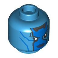 Minifig Head Nebula, Blue Face Paint, Stripes, Angry Stare, Dark Blue Lips print Dunkelazur