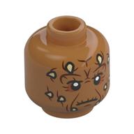 Minifig Head Vane, Bright Light Yellow Horns, Reddish Brown Markings print Medium Nougat
