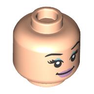 Minifig Head Karina, Metallic Blue Eyeshadow, Metallic Pink Lips, Lopsided Smile / Smile print Hellnougat