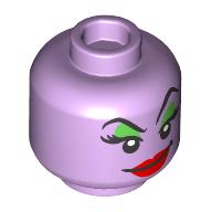 Minifig Head Ursula, Raised Eyebrows, Green Eye Shadow, Eyelashes, Red Lips, Smirk print Lavender