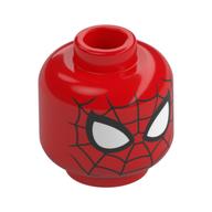 Minifig Head Spider-Man, Large White Eyes, Black Web print Red