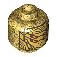 Minifig Head Imperium Claw Droid, Gold Metal Plating, 4 Bright Light Orange Eyes print Perlgold