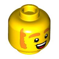 Minifig Head Carrot Mascot, Orange Eyebrows and Sideburns, Closed Mouth / Open Mouth print Yellow