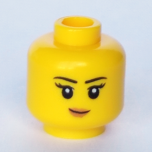 Minifig Head, Pink Lips, Smile / Angry print Yellow